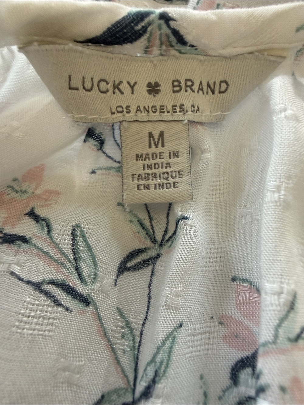 Lucky Brand Floral Peplum Top Flutter Sleeve Boho Cottagecore M - Picture 2 of 8